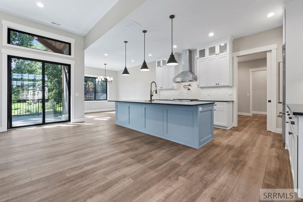 Kitchen and living room from dining area